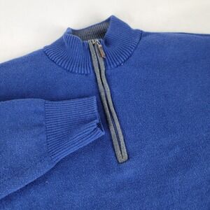 Peter Millar Mens Royal Blue 1/4 Zip Sweater Wool Cotton Blend Size Large Preppy